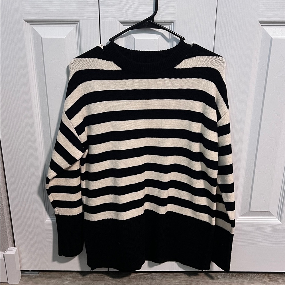 Industry Black and White Striped Sweater NWT